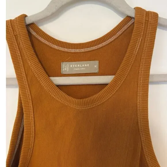 Everlane Ribbed Racer Back Tank Top Orange Size Medium - Picture 2 of 4